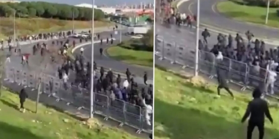 Süper Kupa finali öncesi Fenerbahçeli taraftarlar Galatasaraylıları kovaladı