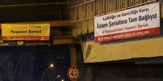 Başkentin ortasında şeriat propagandası! Pankartlarla laikliği hedef aldılar