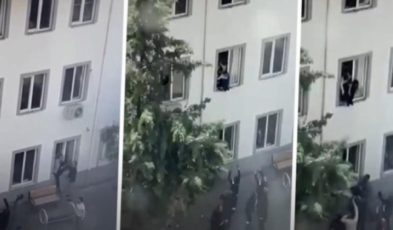 Kahramanmaraş’ta öğrenciler kurtulmak için camdan atladı